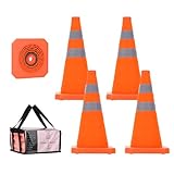 Roastove18 Inch 4 Pack Collapsible Traffic Safety Cones, Multi Purpose Pop-up Cones with Reflective Collars, Orange Safety Cones for Driving Training, Parking Lots etc