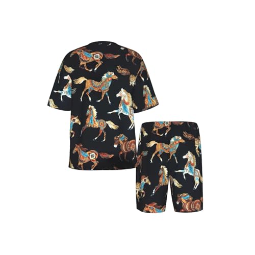 Pijama de hombre cómodo para evitar el calor conjunto de dos piezas suave con bolsillos 6