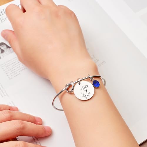 Beeshion Personalized Birth Flower Bracelet 1-12 Flowers Knot Bracelet With Birth Stone Charm Birthday Gift for Mother Women2