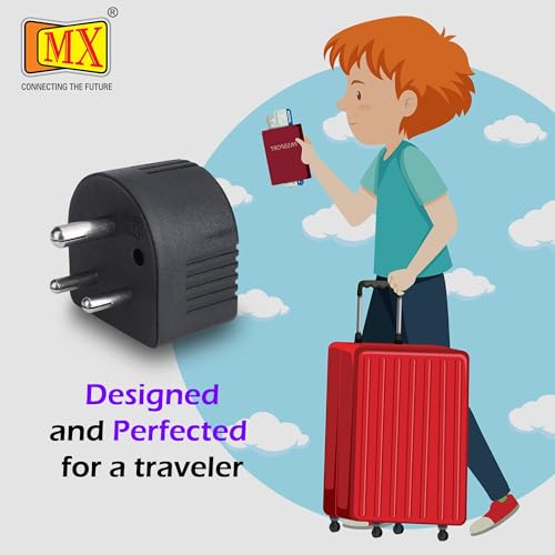 Image of MX 15A Converter Plug 5A to 15A 3 Pin Adapter | Universal Socket Power Converter for Home & Kitchen Appliances | Compact Wall Plug Adapter for Mixer, Microwave, Kettle & Other Devices