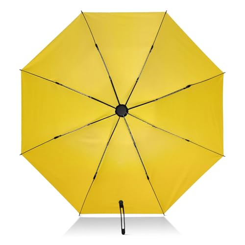 Bright Yellow Compact Windproof Travel Umbrella Black Parasols for Sun