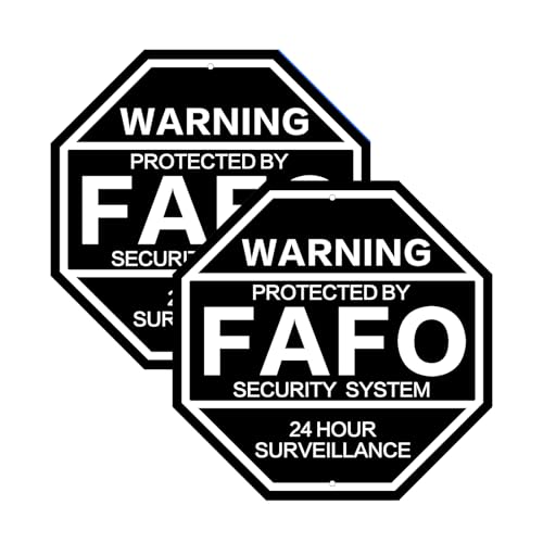 JMXINHANG 2Pack 10 x 10 Protected by FAFO Reflective Funny Security Sign Weather-Resistant Aluminum Warning for Outdoor Yard Driveway & Fence (BLACK-FAFO-2Pack)