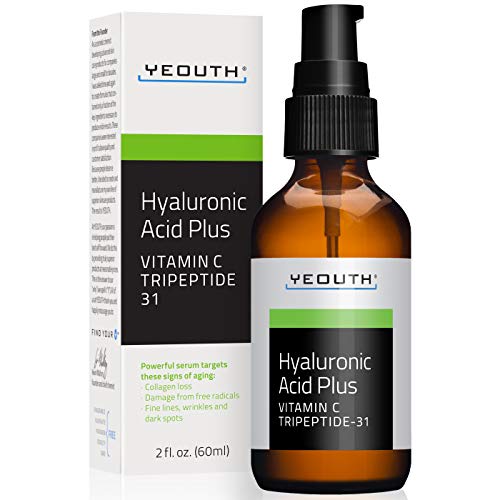 YEOUTH Serum Acido Hialuronico con Serum Vitamina C y Tripeptides, Ácido Hialurónico Cara para Hombres y Mujeres, Serum Facial para Arrugas, Puede Usar se con Retinol (60 g (Paquete de 1))