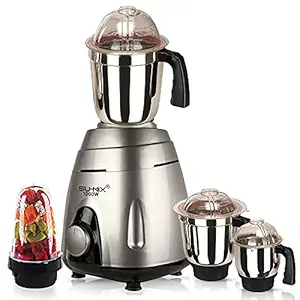 Su-mix VGSMA21 1000Watts Mixer Juicer Grinder with 4 Jars (1 Large Bullets Jar, 1 Liquid Blending Jar, 1 Dry Grinding Jar and 1 Chutney Jar) - Silver