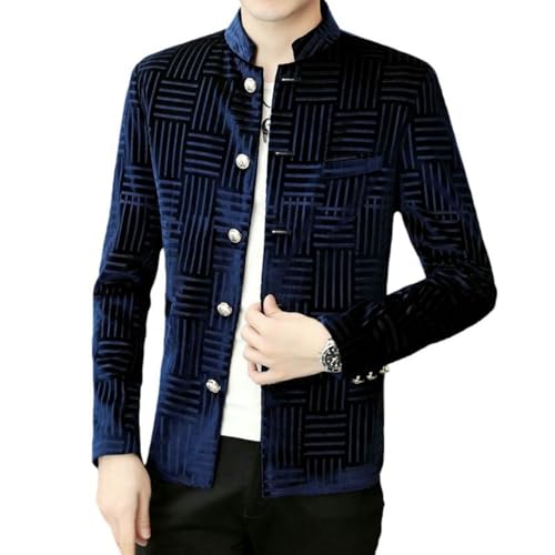 Blazer pour homme col montant veste de costume ajustée aux finitions soignées