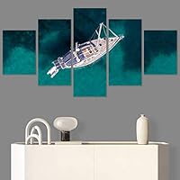 SIGNWIN 5 Panel Canvas Wall Art Modern Art Aerial Expressive Global Landscape Mountain Multicolor Photography for Home Decorations Ready to Hang - 60