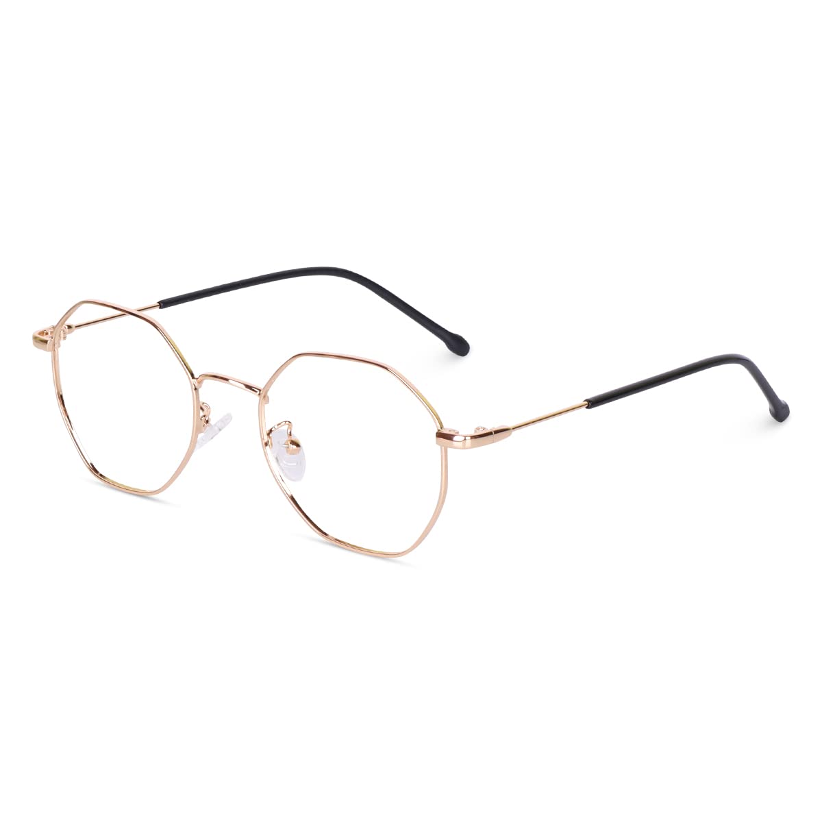 Poshh Eyewear Zero Power Blue Light blocking Glasses Gaming Filter Metal Hexagon Eyeglasses for Eye Protection Men Women | Uv Protection Glasses For Men Women | Anti Glare & Anti eyestrain |