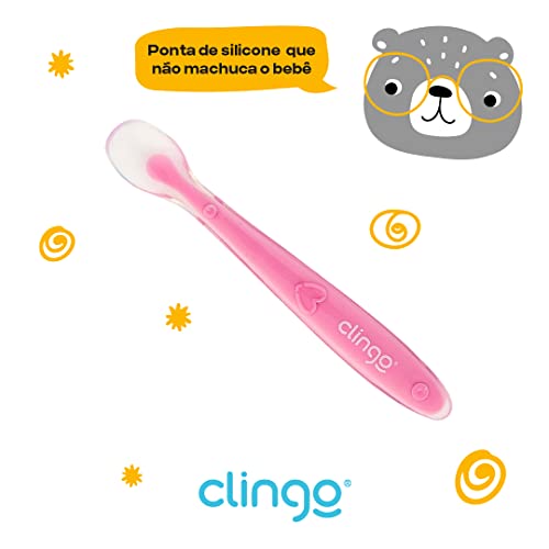 Clingo Colher Silicone Premium Colors Rosa Rosa
