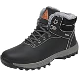 [Mishansha] スノーブーツ メンズ レディース 防寒 防水 冬靴 ボア 防滑 厚底 防寒靴 軽量 登山靴 トレッキング ハイキング 雪靴 保温, ブラック, 23.0 cm
