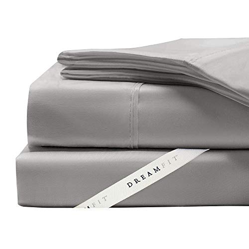 Dreamfit Dreamchill Luxury Cooling Bamboo Sheets With Elastic Corner Straps 21" Deep Pocket 100% Made In Usa, Gray King Sheet Set #TOP1