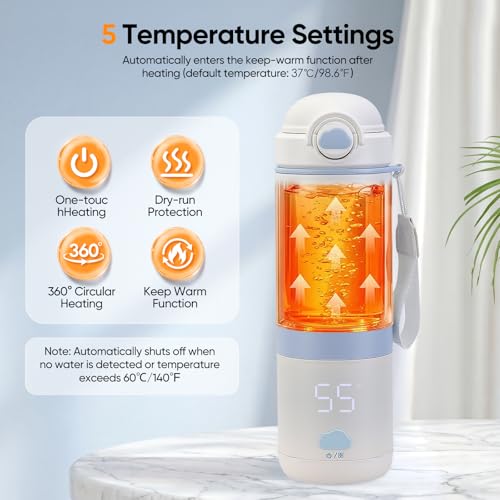 Chauffe-biberon portable de 500ml avec batterie et température réglable pour bébé
