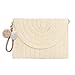 ISIYINER Pochette in Paglia, Borsa Mare borsa da donna in paglia Elegant Clutch Borsa di Paglia borsa fatta a mano Borsa da Spiaggia Estiva