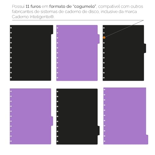 Divisórias Iscool P/Caderno De Disco G Spot Colors Preto e Lilás