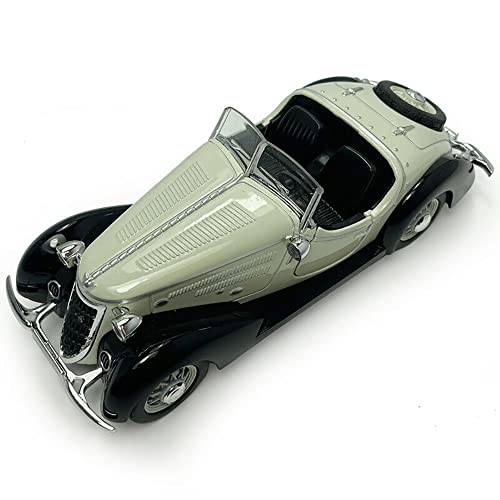 Image of Scale Diecast Metal Vintage Toy Car Model Classic for Kids Light Sound Pull Back Openable Door Toy