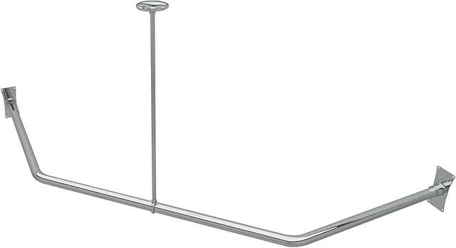 Naiture Stainless Steel 30" X 24" X 30" Neo-Angle Shower Curtain Rod with Ceiling Support, Chrome