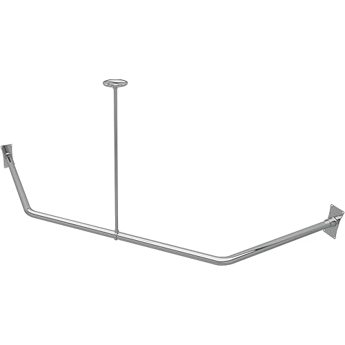 Naiture Neo-Angle Shower Curtain Rod Stainless Steel with Ceiling Support, 18-1/2" X 26" X 18-1/2", Chrome Finish