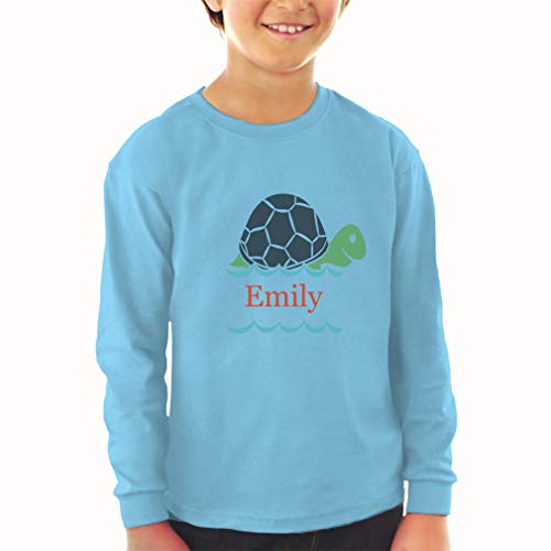 Custom Kids Long Sleeve T Shirt Personalized Name Turtle Sea Life D Cotton Boy & Girl Clothes Funny Graphic Tee Soft Pink Personalized Text Here 5 6T2