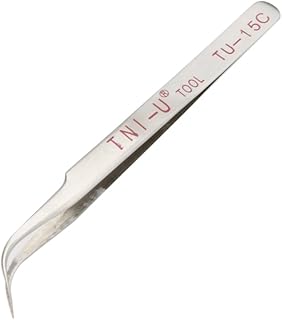 TU-15C Curved Tweezers Nonmagnetic Stainless Steel Fine Tip Curved Tweezers Precision Tweezers Hand Tools