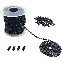 10-Yard Beaded Chain with 30 Connectors, 3.2mm Stainless Steel Ceiling Fan Pull Chain Extender for Jewelry Making, Dog Tags, Keychains Rolled Black