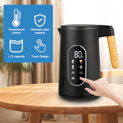 Théière électrique design inox 1.7L avec écran de température