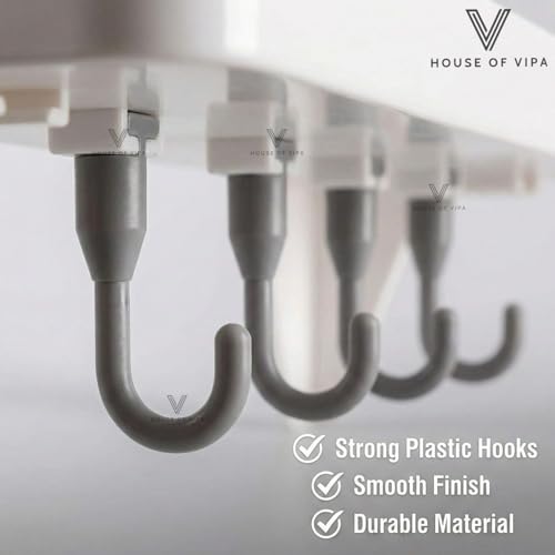Image of HOUSE OF VIPA Bathroom Shelf for Wall, Self-Adhesive Bathroom Organiser with Towel Holder, Ideal Bathroom Accessories for Efficient Space Utilisation (Bath Shelf Rack, Pack 2)
