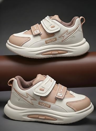 Image of HOOH Kids Athletic Sneakers with Double Hook and Loop Straps Lightweight Shoes with Aesthetic Design for Baby Boys and Girls for Age 12 Months to 9 Years