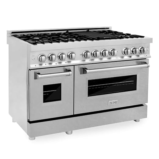 ZLINE 48" 6.0 cu. ft. Dual Fuel Range with Gas Stove and Electric Oven with Color Options (RA48) (DuraSnow Stainless Steel)