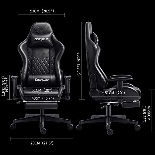 Darkecho Gaming Chair Office Chair With Footrest Massage Racing Computer Ergonomic Chair Leather Reclining Desk Chair Adjustable Armrest High Back Gamer Chair With Headrest And Lumbar Support Black #TOP5