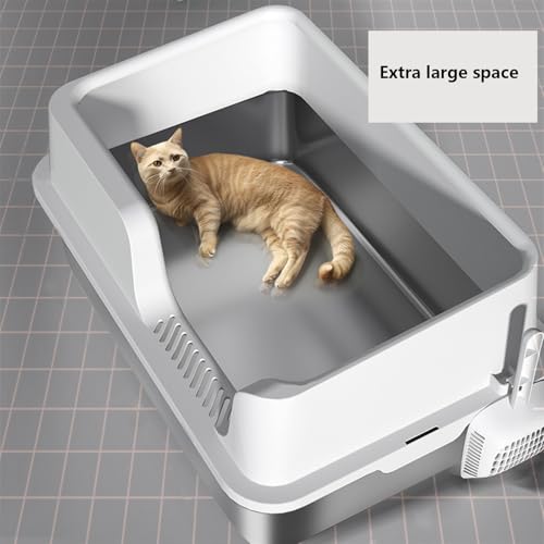 Arenero para gato de acero inoxidable extra grande con pala miniatura 6