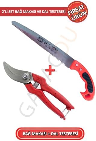 Profesyonel Bağ Budama Makası ve Dal Testeresi, 30 cm, 2'li Set, 1. Sınıf Çelik - Görsel 2