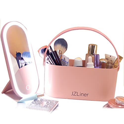 Travel Makeup Organizer Box With Mirror Light Up Led Mirror Portable Makeup Case Bag Professional Cosmetic Box Easy Carrying #TOP4