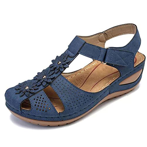 Sandalias Correctoras Juanetes Mujeres Dedo Gordo del Pie Corrector Sandalias Ahuecar Antideslizante Sandalia de Playa Cuña Reducen El Dolor De Juanetes por Fricción,Azul,41