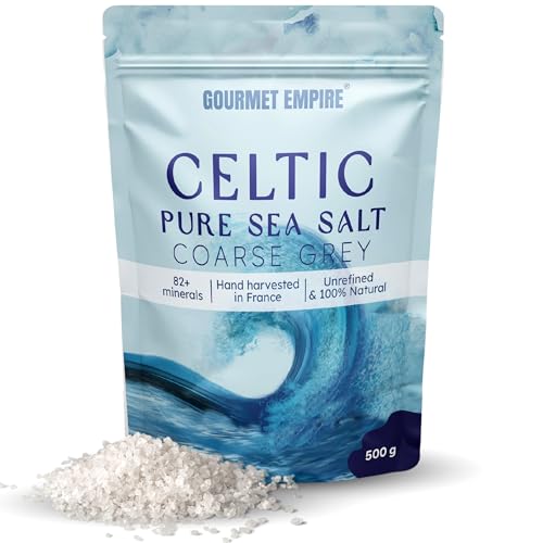 Celtic Sea Salt Organic 500g Pure Unrefined Hand-Harvested in France 82 Minerals Crystal in Ziplock Foil Packaging Non-GMO No Additives Authentic
