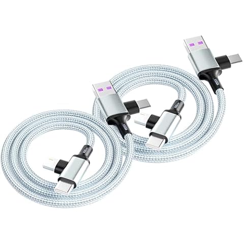 Wosixima 60W 2Pack 3.3FT 2-in-2 Multi USB-A/C to USB-C/Lightnning Fast Charging Cable, 480 Mbps Data Sync Compatible with iPhone 16/15 Series;Phone 14/13/12/11 Series; iPad;Switch; (Silver) Cover