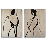 Minimalist Abstract Wall Art Line Figures Set of 2 12x16 Inch Unframed