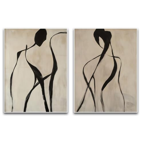Minimalist Abstract Wall Art Line Figures Set of 2 12x16 Inch Unframed