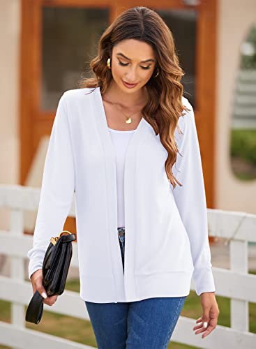 Hount Womens Cardigan Lightweight Dressy Sweater Cardigans Long Sleeve Open Front Knit Cardigan (X-Large, White) #TOP2