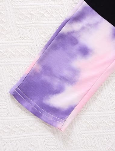 Image of Girls 2 Pcs Fall Winter Tie Dye & Leggings Outfits For Teens 5-14 | 2026 Girls Fashion Trendy, Long Sleeve Hoodie, Cool Life Print, Patchwork Pants, Back to School Holiday Tracksuit