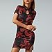 Women Cheongsam Chinese Dress Dragon Print Qipao Mini Dress Chinese Mandarin Collar Bodycon Dress (Red, M)