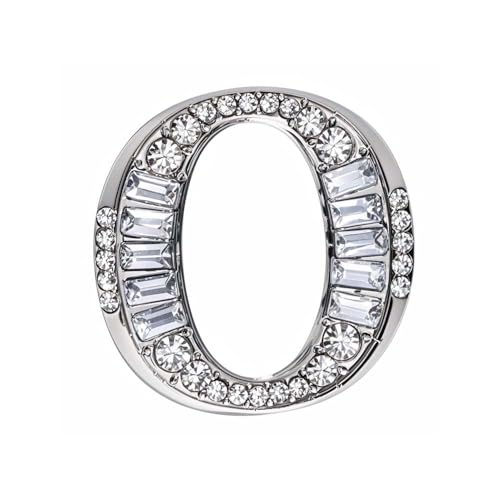 Image of Letter Brooch Pins Initial Rhinestone Brooch for Women Crafts, Silver Plated Metal A-Z 26 Letters Rhinestone Crystal Lapel Pin Brooches