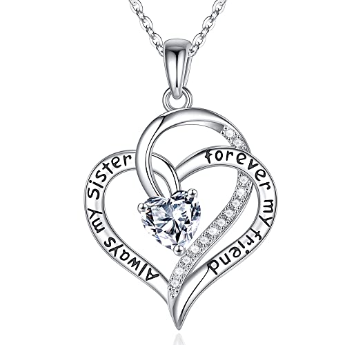 Iefil Women's 925 Sterling Silver Birthstone Necklace, April White Topaz, for Sister, Mother, Valentine's Day, Christmas, Birthday Gifts