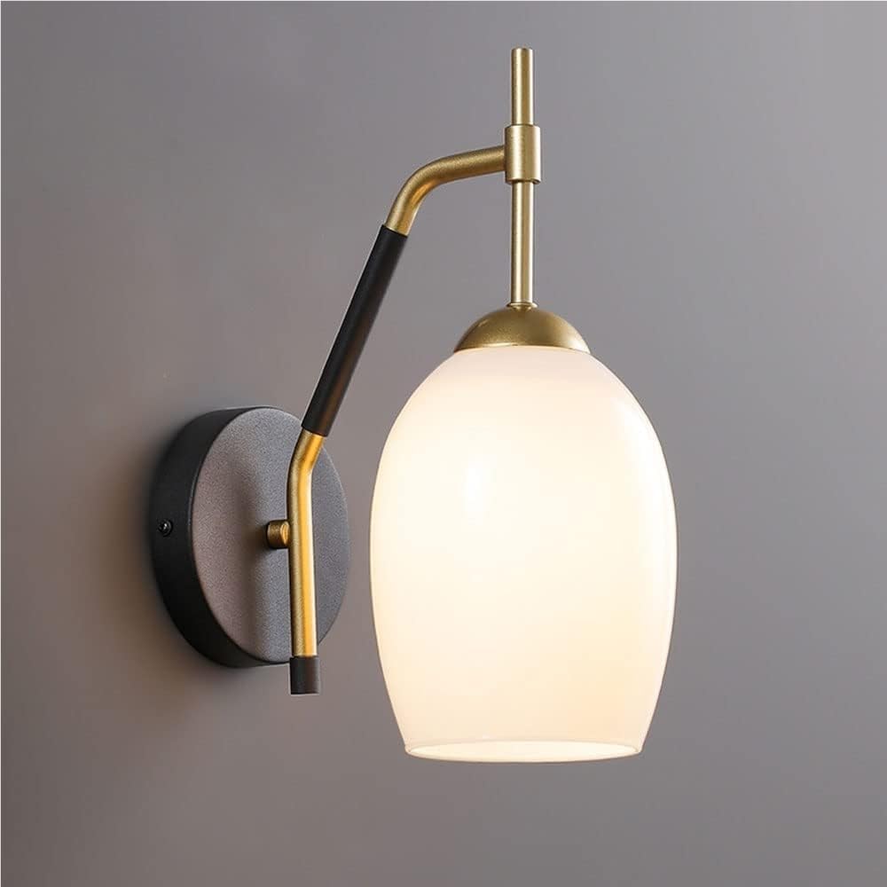 SXECAEPS Retro Industrial Wall-Mounted Light Vintage Glass Wall Sconce E27 Socket Copper Lamp Fixture for Living Room Bedside Nightstand Vanity Bathroom(Bianco)