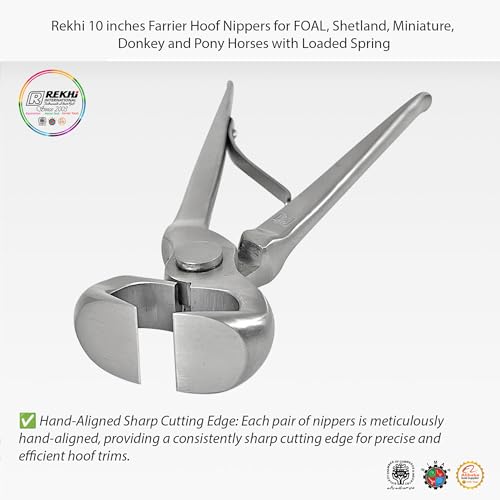 Image of Rekhi 10 inches Farrier Hoof Nippers for FOAL, Shetland, Miniature, Donkey and Pony Horses with Loaded Spring, Horse nippers for Horses hoof Trimming