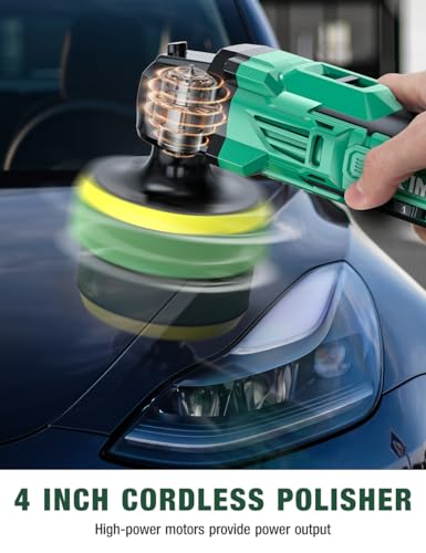 Image of KIMO. 20V Cordless Buffer Polisher Kit, 24 Accessories, 2 X 2000mAh Batteries, Car Polisher w / 6 Variable Speed Up to 3634RPM, Cordless Polisher for Car Detailing