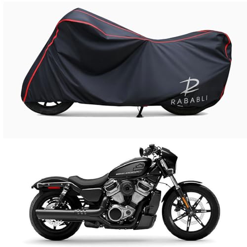 Image of Waterproof Bike Body Cover Compatible for | Davidson Nightster | Taffeta Fabric, Red Piping Design, Bottom Elastic Fit | Dustproof, Sun UV & Rain Protection for All Bikes
