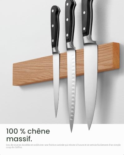 LARHN Porte-Couteaux Aimanté Auto-adhésif - Chêne, 40 cm - Barre Aimantée – vue 5