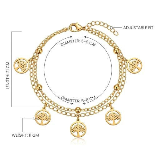 Image of 18K Gold Plated Stylish Chain Bracelet for Women & Girls | Trendy Unique Diamond Tennis Charm Link Tulip Everyday Instagram Viral Jewellery