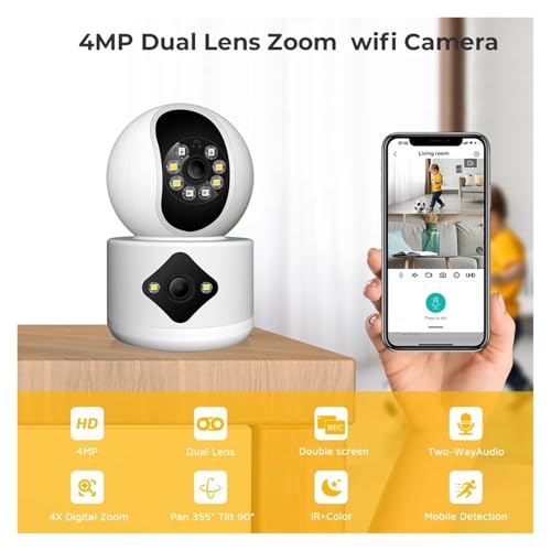Caméra WiFi 4MP haute définition avec double écran et mini dôme PTZ