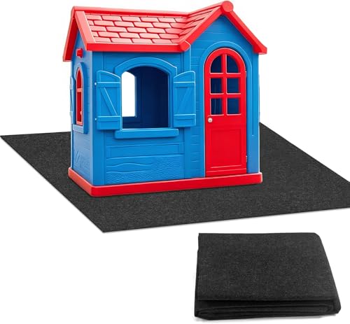 71 Inches x 55 Inches Large Outdoor Playhouse Mat Waterproof Play Mat with Non Slip Bottom and Soft Felt Top Foldable for Indoor Outdoor Use Picnics Exercise and Playtime