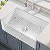 Farmhouse Sink - Lordear 36 Inch White Farmhouse Kitchen Sink Fireclay Ceramic Porcelain Single Bowl Farmer Sinks 36" Apron Front Farm House Barn Sink